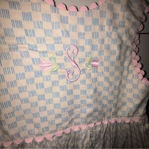 Hannah Kate Patel Pink Letter S monogrammed dress blue print Back Wrap Dress